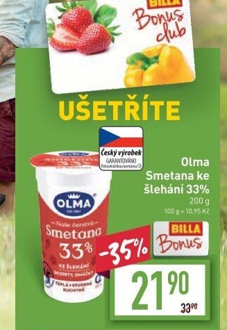 Smetana ke šlehání Olma 33%