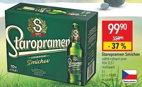 Pivo světlé výčepní 10° Smíchov Staropramen