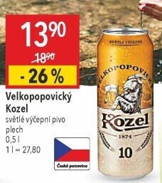 Pivo světlé výčepní 10°Velkopopovický Kozel