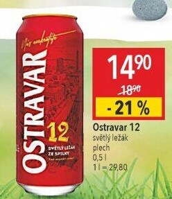 Pivo světlý ležák 12° Ostravar