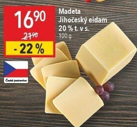 Sýr Eidam Jihočeský 20% Madeta