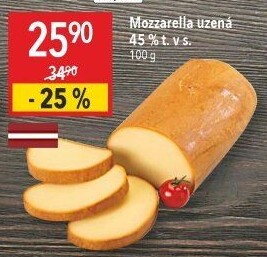 Sýr Mozzarella cihla uzená 45%