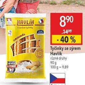 Tyčinky trvanlivé se sýrem a solí Havlík