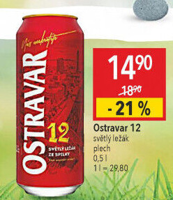 Pivo světlý ležák 12° Ostravar