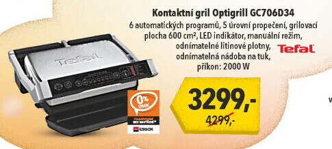 Kontaktní gril Tefal OptiGrill GC706D34