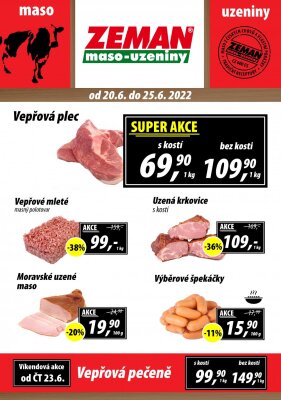 akční leták ZEMAN maso - uzeniny 20.6.2022-25.6.2022