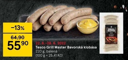Bavorská klobása Grill Master Tesco