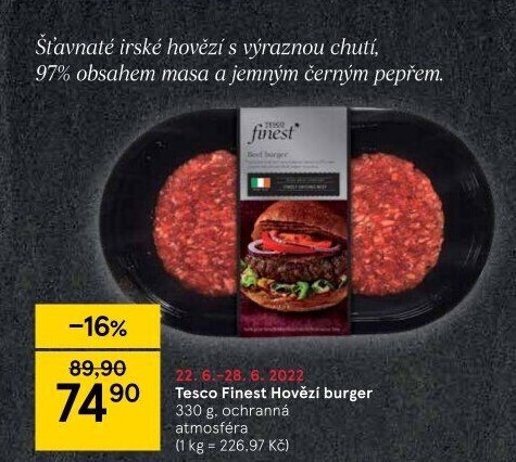 Hovězí hamburger Tesco Finest