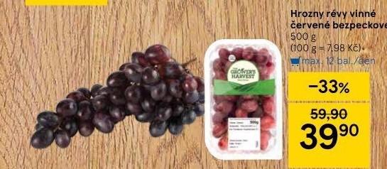 Hrozny červené bezsemenné The Grower'