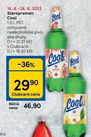 Nealkoholické pivo ochucené Staropramen Cool
