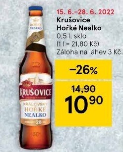 Pivo nealkoholické Královsky hořké Krušovice