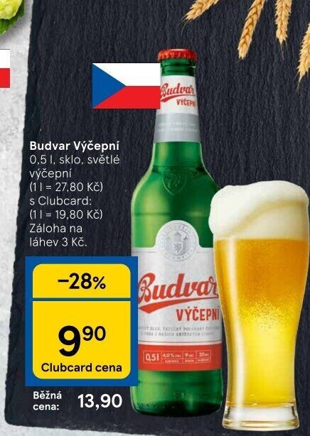 Pivo světlé výčepní Budweiser Budvar