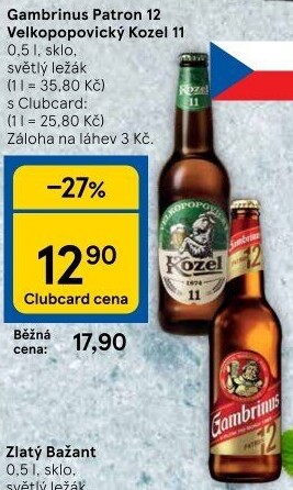 Pivo světlý ležák 12° Patron Gambrinus
