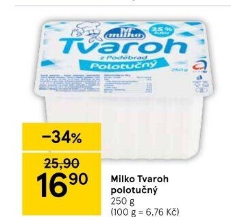 Tvaroh polotučný z Poděbrad Milko