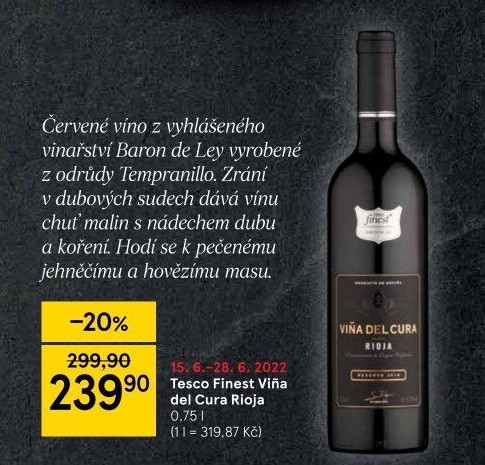 Víno Vińa del Cura Reserva Rioja Tesco Finest