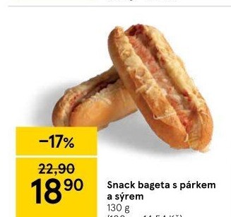 Bageta s párkem a sýrem