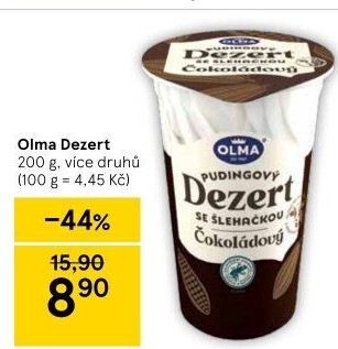 Dezert pudink se šlehačkou Olma