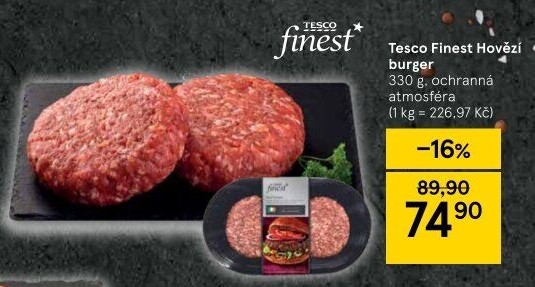 Hovězí hamburger Tesco Finest
