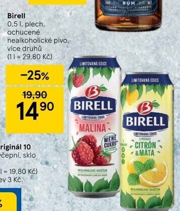 Nealkoholické pivo ochucené Birell