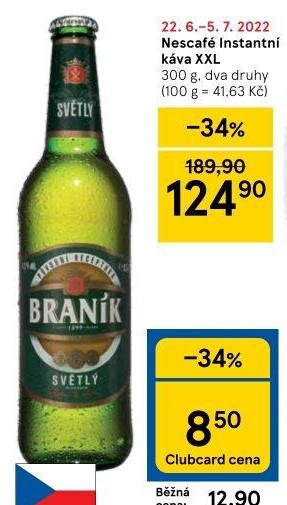 Pivo světlé výčepní 10° Braník