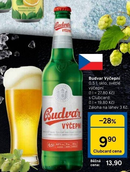 Pivo světlé výčepní Budweiser Budvar