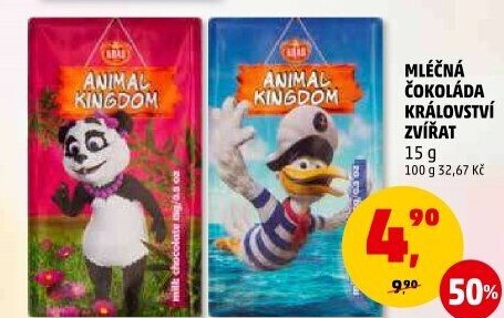 Čokoláda Animal Kingdom Kraš
