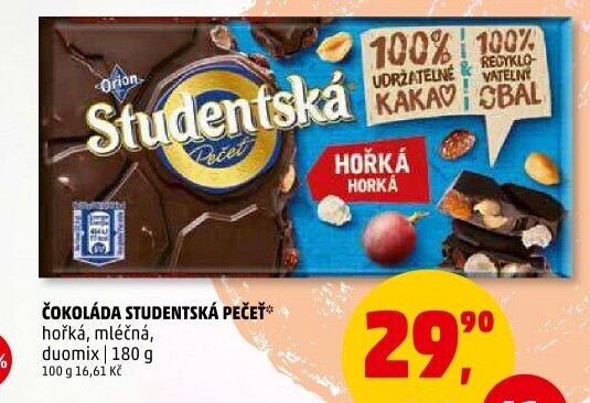 Čokoláda Studentská pečeť Orion