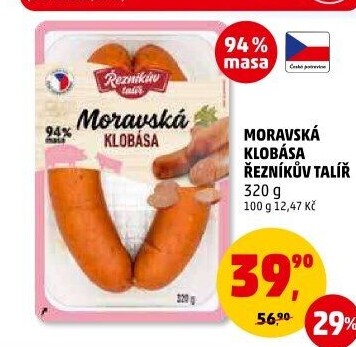 Moravská klobása Řezníkův talíř