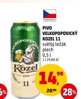 Pivo ležák 11° Velkopopovický Kozel