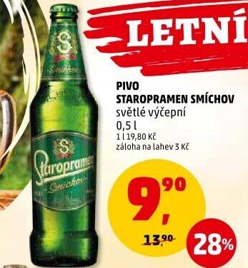 Pivo světlé výčepní 10° Smíchov Staropramen