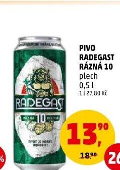 Pivo světlé výčepní Rázná 10° Radegast