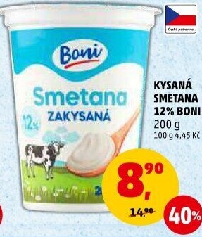Smetana zakysaná Boni 12%