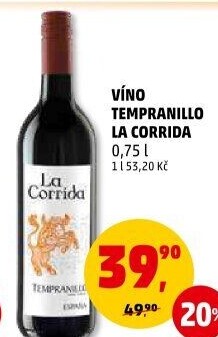 Víno Tempranillo La Corrida