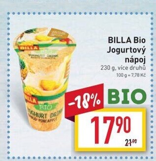 Jogurtový nápoj Naše Bio Billa
