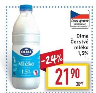 Mléko čerstvé Olma - 1,5% polotučné