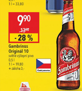 Pivo světlé výčepní Originál 10° Gambrinus