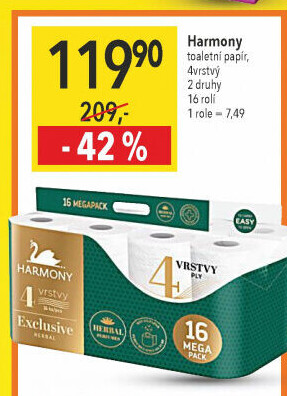 Toaletní papír 4vrstvý Exclusive Harmony