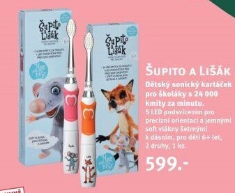 Dětský sonický kartáček Šupito a Lišák