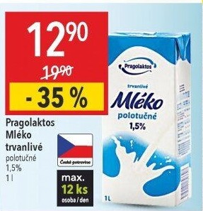 Mléko trvanlivé Pragolaktos- 1,5% polotučné