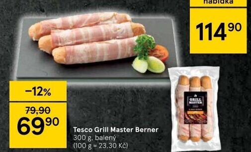 Berner se slaninou Grill Master Tesco