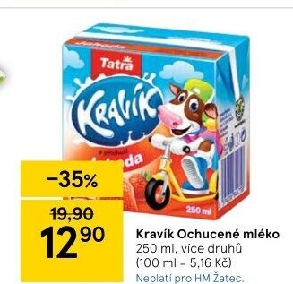 Nápoj mléko ochucené Kravík Tatra