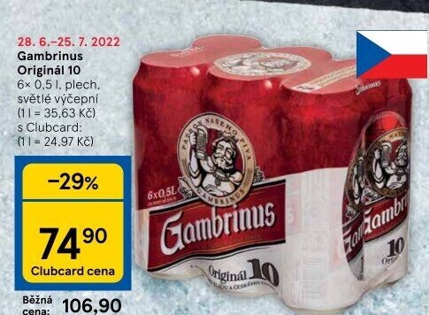 Pivo světlé výčepní Originál 10° Gambrinus