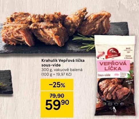 Vepřová líčka Sous vide Krahulík