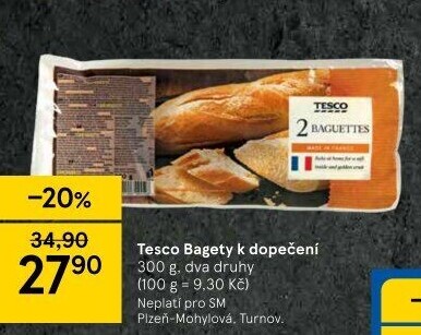 Bageta k dopečení Tesco