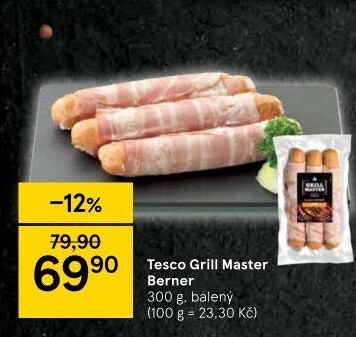 Berner se slaninou Grill Master Tesco