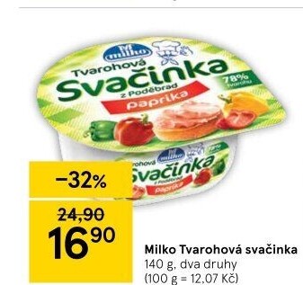 Svačinka zeleninový tvaroh Milko