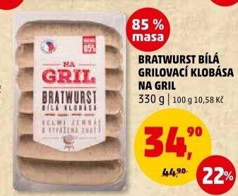 Klobása bílá grilovací bratwurst Na gril Penny