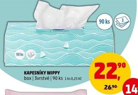 Papírové kapesníčky 3vrstvé Wippy - box