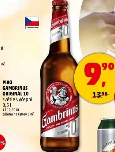Pivo světlé výčepní Originál 10° Gambrinus