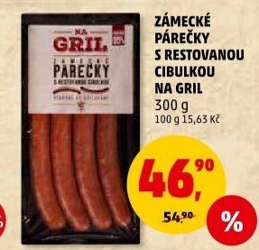 Zámecké párečky s restovanou cibulkou Na gril Penny